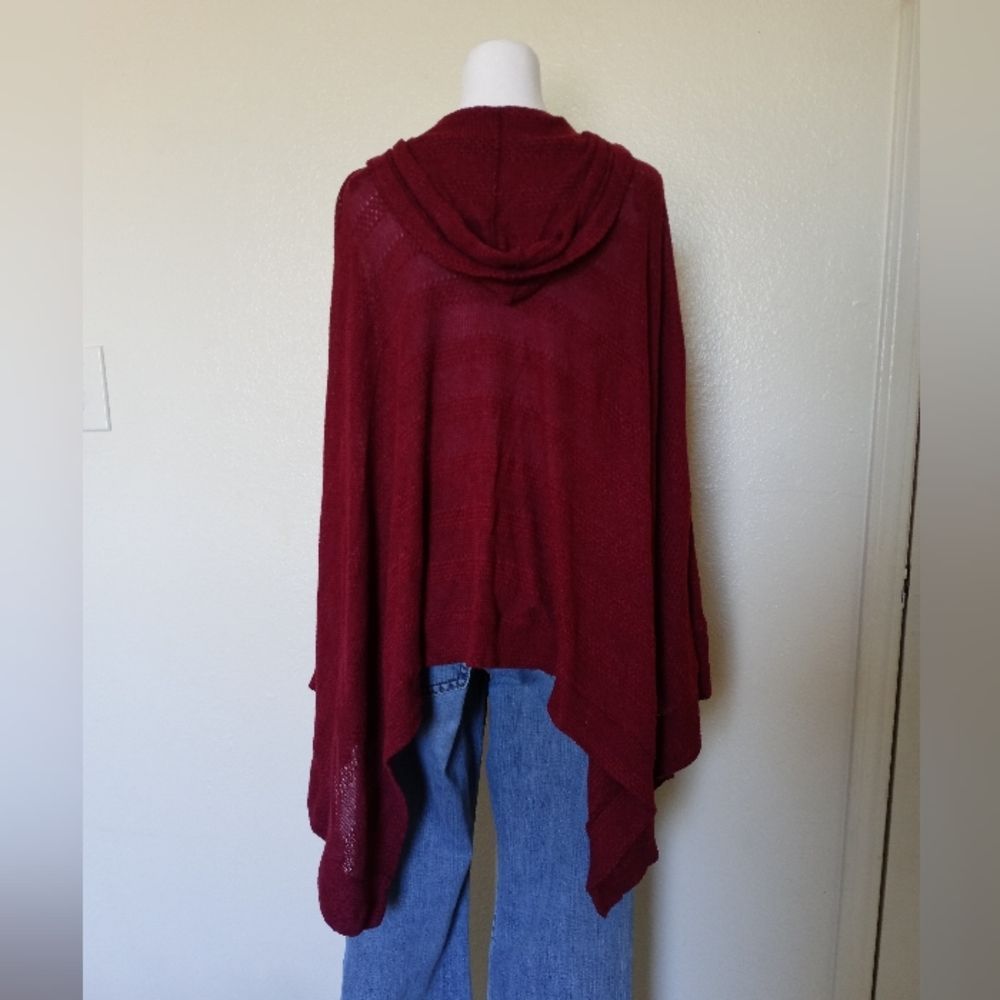 Open front burgundy knit cardigan - Picture 3 of 6